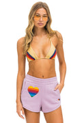 Retro RAINBOW HEART STITCH LOUNGER SHORT - MAUVE