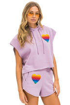 Retro RAINBOW HEART STITCH LOUNGER SHORT - MAUVE