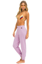 Retro RAINBOW HEART STITCH SWEATPANTS - MAUVE