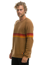 Retro RAINBOW STRIPE 4 UNISEX CASHMERE SWEATER - BUTTERSCOTCH