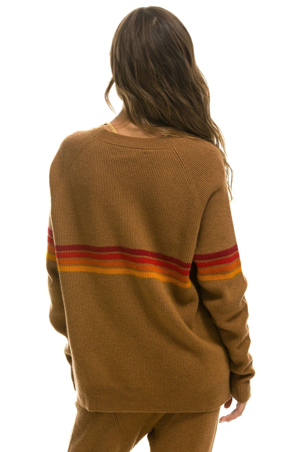 Retro RAINBOW STRIPE 4 UNISEX CASHMERE SWEATER - BUTTERSCOTCH