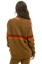 Retro RAINBOW STRIPE 4 UNISEX CASHMERE SWEATER - BUTTERSCOTCH