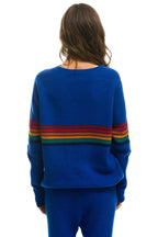 Retro RAINBOW STRIPE 6 UNISEX CASHMERE SWEATER - LAPIS