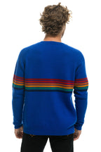 Retro RAINBOW STRIPE 6 UNISEX CASHMERE SWEATER - LAPIS