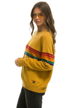 Retro RAINBOW STRIPE 6 UNISEX LIGHT CASHMERE SWEATER - HARVEST