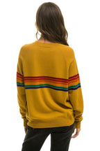Retro RAINBOW STRIPE 6 UNISEX LIGHT CASHMERE SWEATER - HARVEST