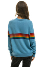 Retro RAINBOW STRIPE 6 UNISEX LIGHT CASHMERE SWEATER - OCEAN