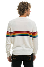 Retro RAINBOW STRIPE 6 UNISEX LIGHT CASHMERE SWEATER - SNOW