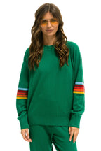 Retro RAINBOW STRIPE SLEEVE UNISEX CASHMERE LIGHT SWEATER - AMAZON