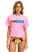 Retro RIDE LOGO BOYFRIEND TEE - NEON PINK