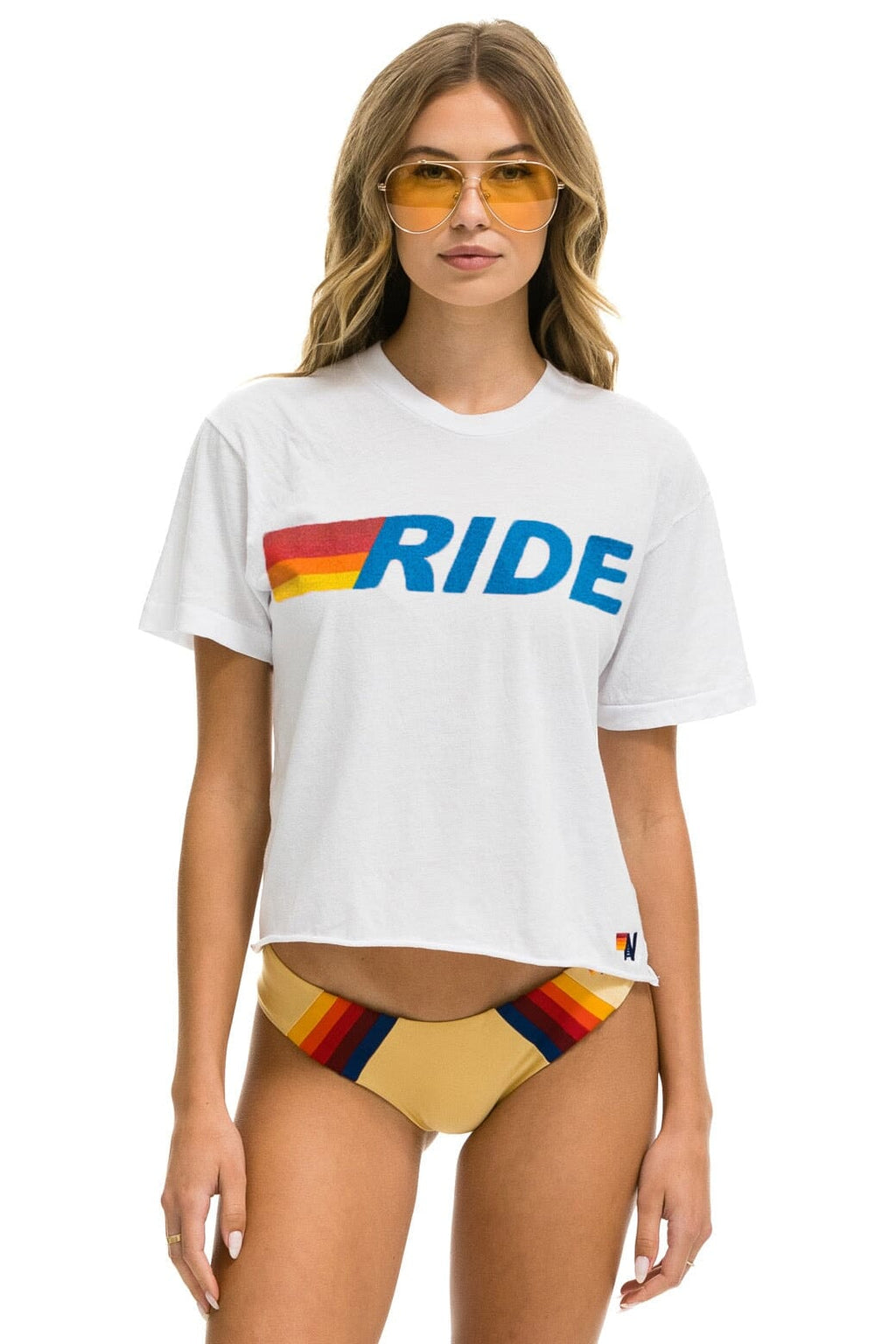 Retro RIDE LOGO BOYFRIEND TEE - WHITE