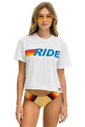 Retro RIDE LOGO BOYFRIEND TEE - WHITE