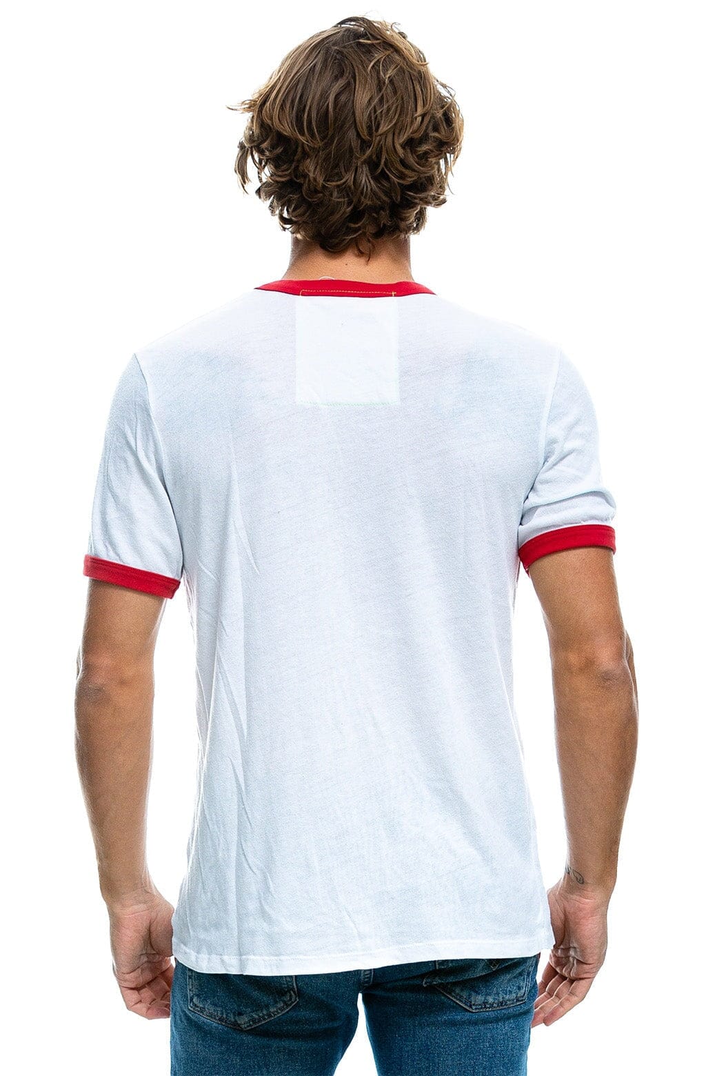 Retro RIDE LOGO RINGER TEE - WHITE RED