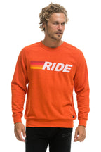 Retro RIDE LOGO WHITE CREW SWEATSHIRT - ORANGE