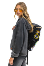 Retro VINTAGE PATCH DENIM PUFFER BACKPACK - VINTAGE BLACK