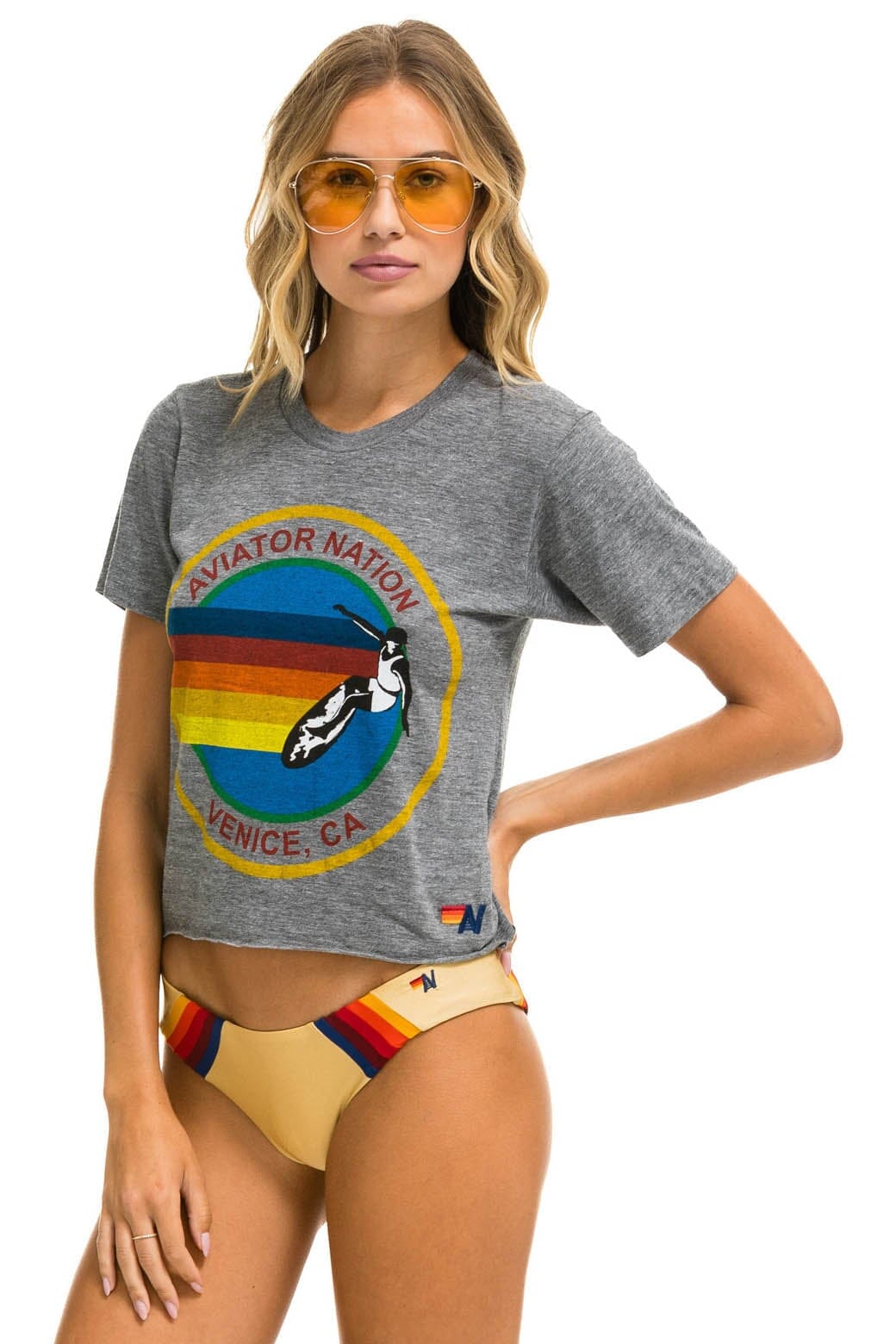 Retro SIGNATURE VENICE BOYFRIEND TEE - HEATHER GREY