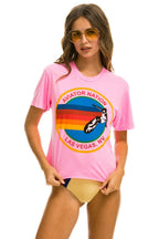 Retro SIGNATURE LAS VEGAS BOYFRIEND TEE - NEON PINK