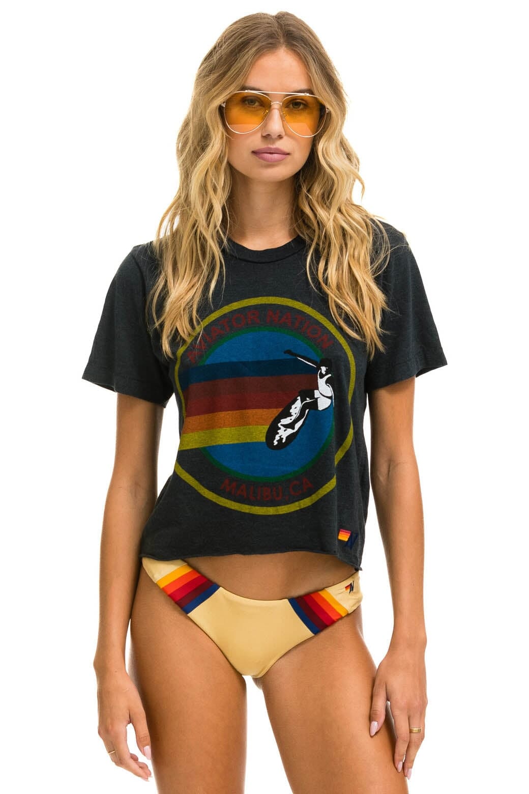 Retro SIGNATURE MALIBU BOYFRIEND TEE - CHARCOAL