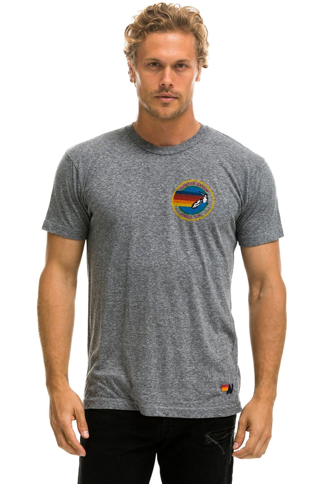Retro SIGNATURE SMALL VENICE CIRCLE LOGO TEE - HEATHER GREY