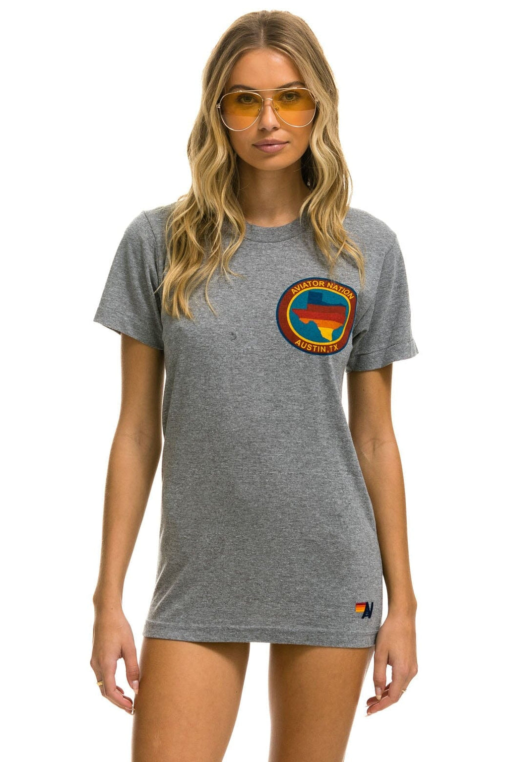 Retro SIGNATURE TEXAS SMALL LOGO TEE - HEATHER GREY