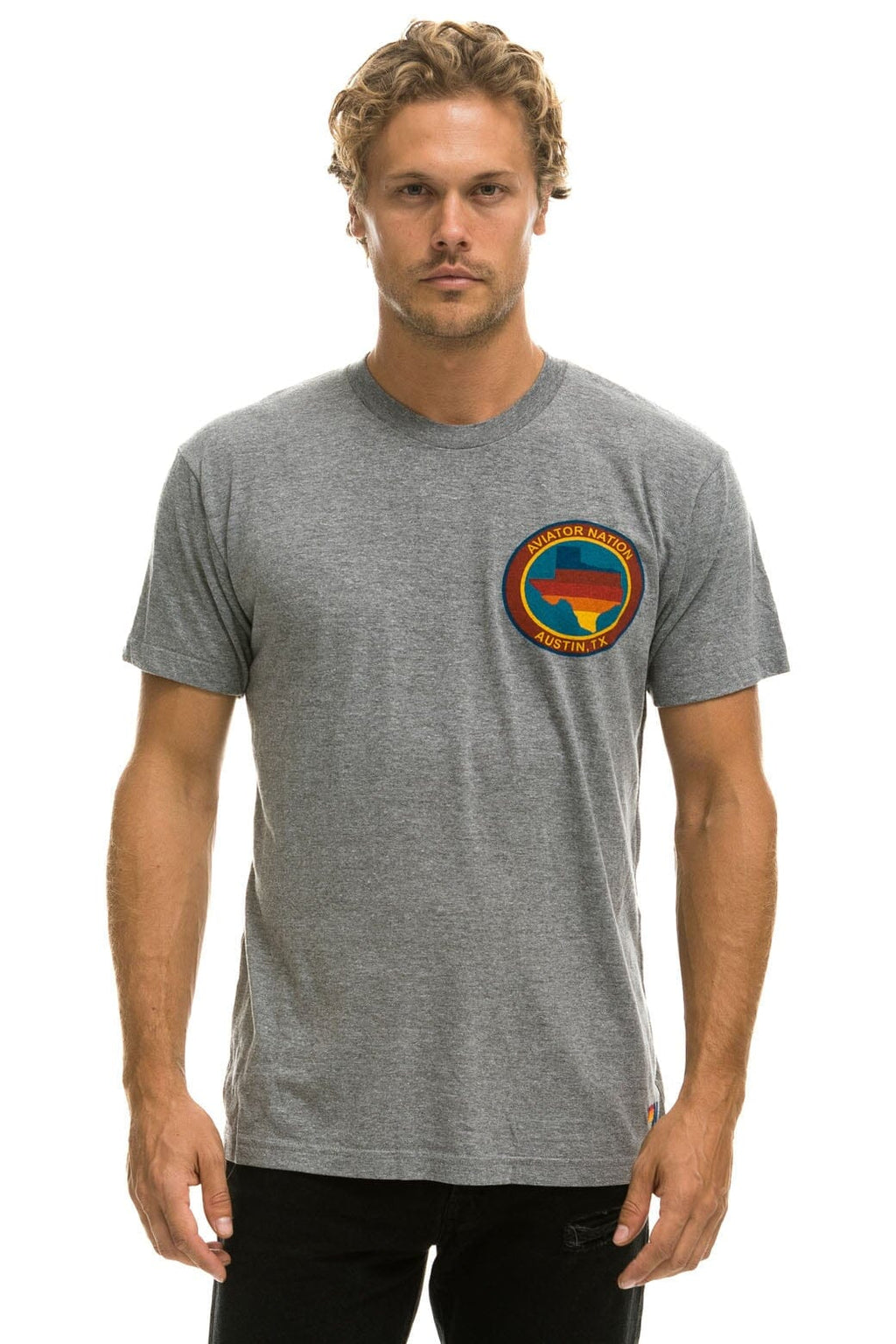 Retro SIGNATURE TEXAS SMALL LOGO TEE - HEATHER GREY