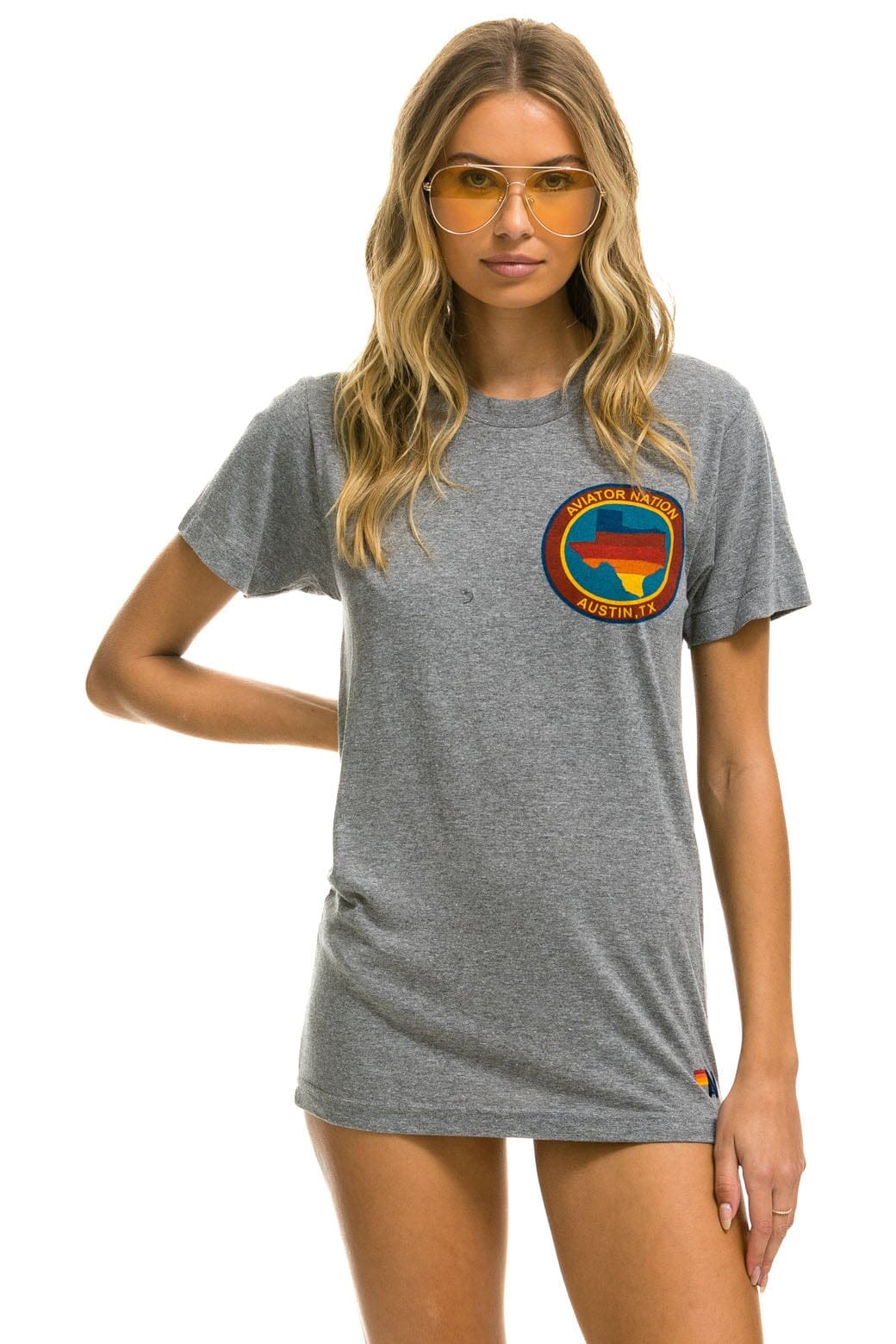 Retro SIGNATURE TEXAS SMALL LOGO TEE - HEATHER GREY