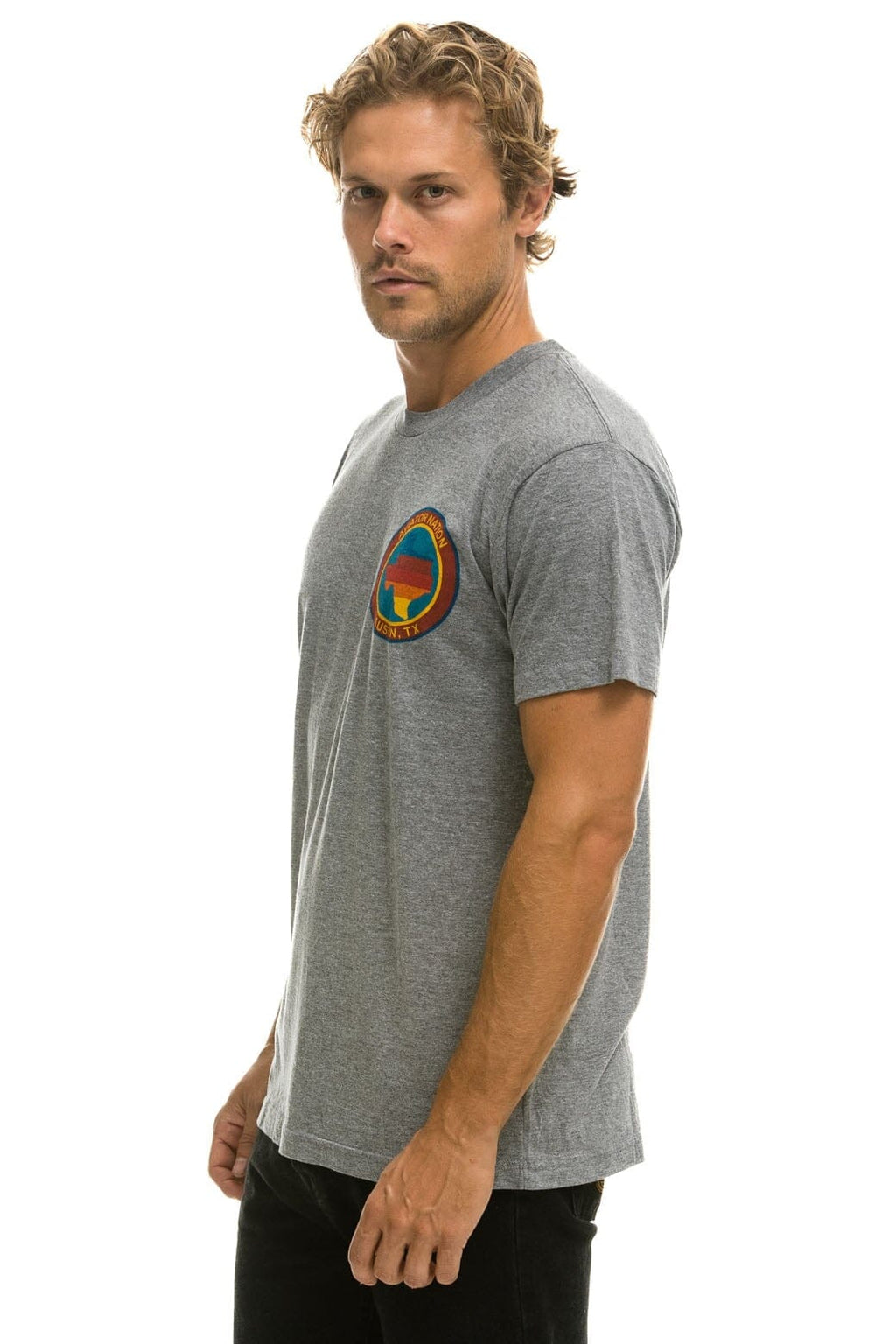 Retro SIGNATURE TEXAS SMALL LOGO TEE - HEATHER GREY