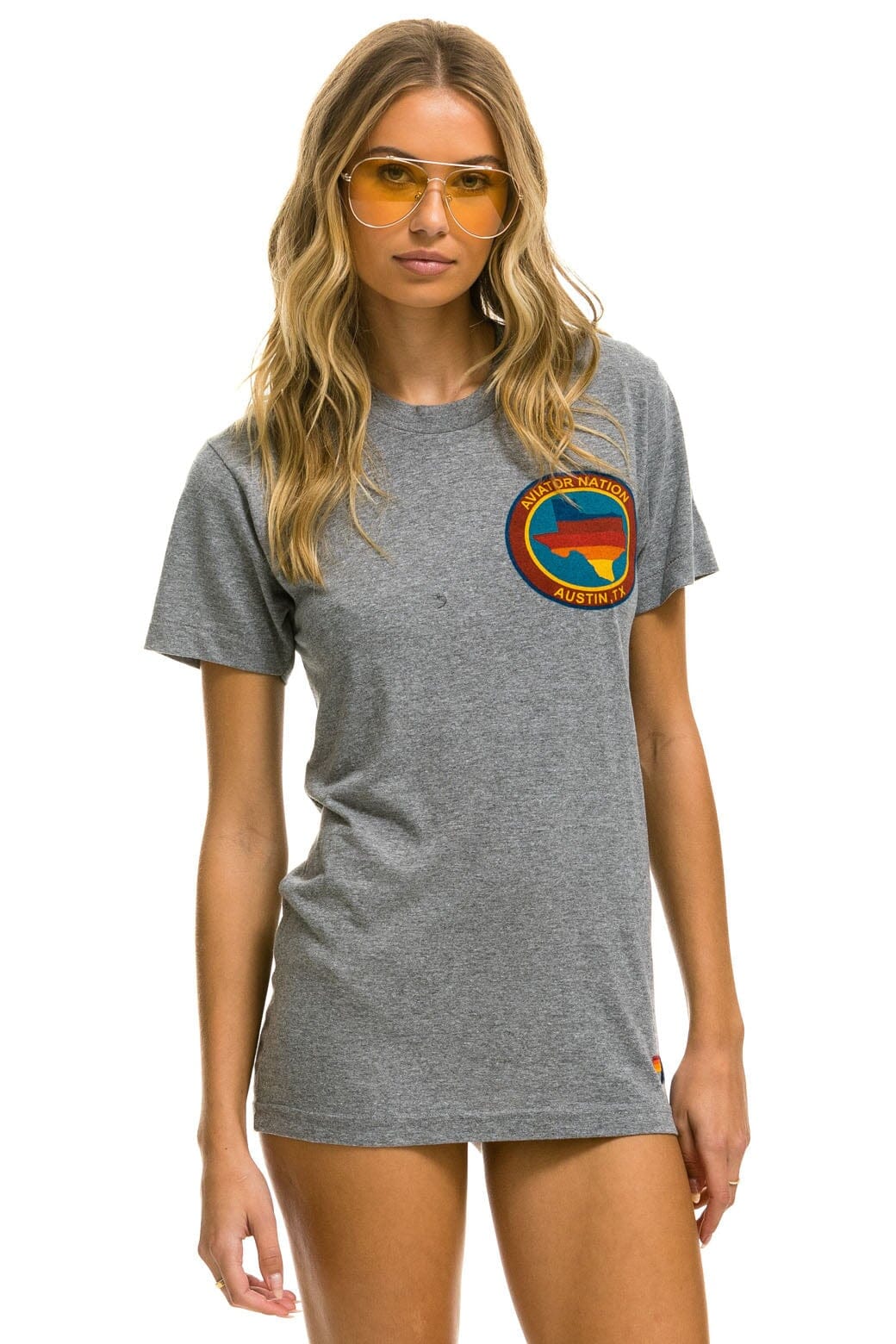Retro SIGNATURE TEXAS SMALL LOGO TEE - HEATHER GREY