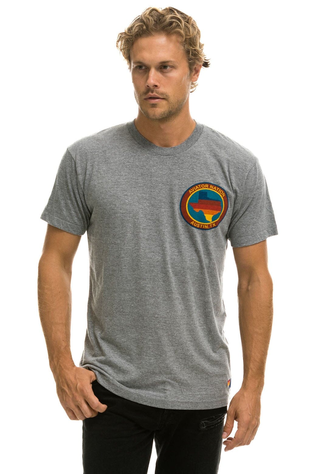 Retro SIGNATURE TEXAS SMALL LOGO TEE - HEATHER GREY