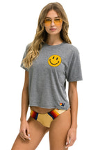 Retro SMILEY 2 BOYFRIEND TEE - HEATHER