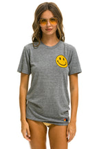 Retro SMILEY 2 CREW TEE - HEATHER GREY