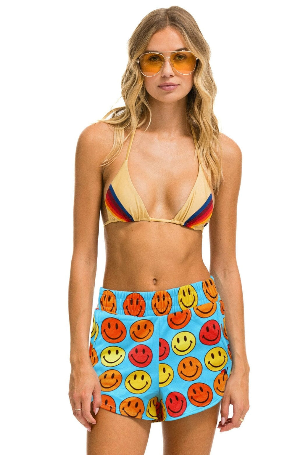 Retro SMILEY BINGO WOMENS LOUNGER SHORT - SKY