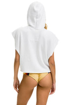Retro SMILEY SUNSET SLEEVELESS RELAXED CROPPED PULLOVER HOODIE - WHITE