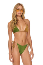 Retro SPARKLE 2 TONE TURKS TRIANGLE BIKINI TOP - ARMY MOCHA