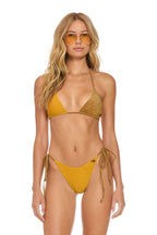 Retro SPARKLE 2 TONE TURKS TRIANGLE BIKINI TOP - GOLD MOCHA