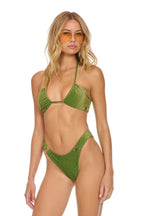 Retro SPARKLE GYPSY RING HI-CUT FULL COVERAGE BIKINI BOTTOMS - ARMY