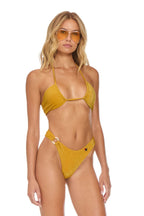 Retro SPARKLE GYPSY RING HI-CUT FULL COVERAGE BIKINI BOTTOMS - GOLD