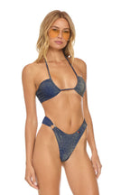 Retro SPARKLE GYPSY RING HI-CUT FULL COVERAGE BIKINI BOTTOMS - NAVY