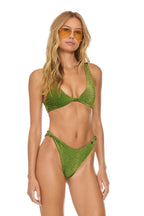 Retro SPARKLE RIVIERA KNOT CHEEKY BIKINI BOTTOMS - ARMY