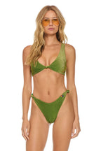 Retro SPARKLE RIVIERA KNOT CHEEKY BIKINI BOTTOMS - ARMY