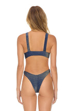 Retro SPARKLE RIVIERA KNOT CHEEKY BIKINI BOTTOMS - NAVY