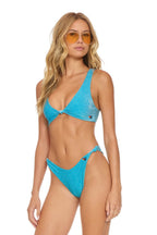 Retro SPARKLE RIVIERA KNOT CHEEKY BIKINI BOTTOMS - SKY