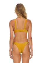 Retro SPARKLE RIVIERA KNOT FRONT TOP BIKINI TOP - GOLD