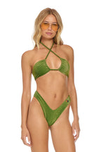 Retro SPARKLE ST TROPEZ BANDEAU HALTER BIKINI TOP - ARMY