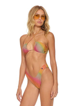 Retro SPARKLE ST TROPEZ BANDEAU HALTER BIKINI TOP - RAINBOW
