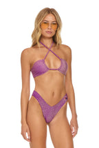 Retro SPARKLE ST TROPEZ SCRUNCH CHEEKY BIKINI BOTTOMS - GRAPE
