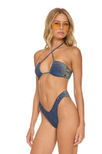Retro SPARKLE ST TROPEZ SCRUNCH CHEEKY BIKINI BOTTOMS - NAVY