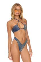 Retro SPARKLE ST TROPEZ SCRUNCH CHEEKY BIKINI BOTTOMS - NAVY