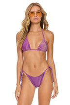 Retro SPARKLE TURKS SIDE TIE CHEEKY BIKINI BOTTOMS - GRAPE
