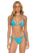 Retro SPARKLE TURKS SIDE TIE CHEEKY BIKINI BOTTOMS - SKY